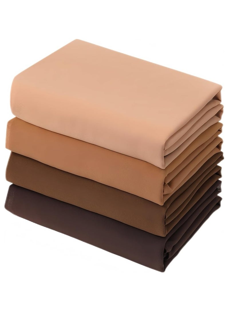 pack of 4 Elegant Chiffon Hijab for Women – 28 x 72 inches – Lightweight & Breathable – Light Beige, Camel Brown, Medium Brown, Chocolate Brown – Premium Soft Scarf - Image 1