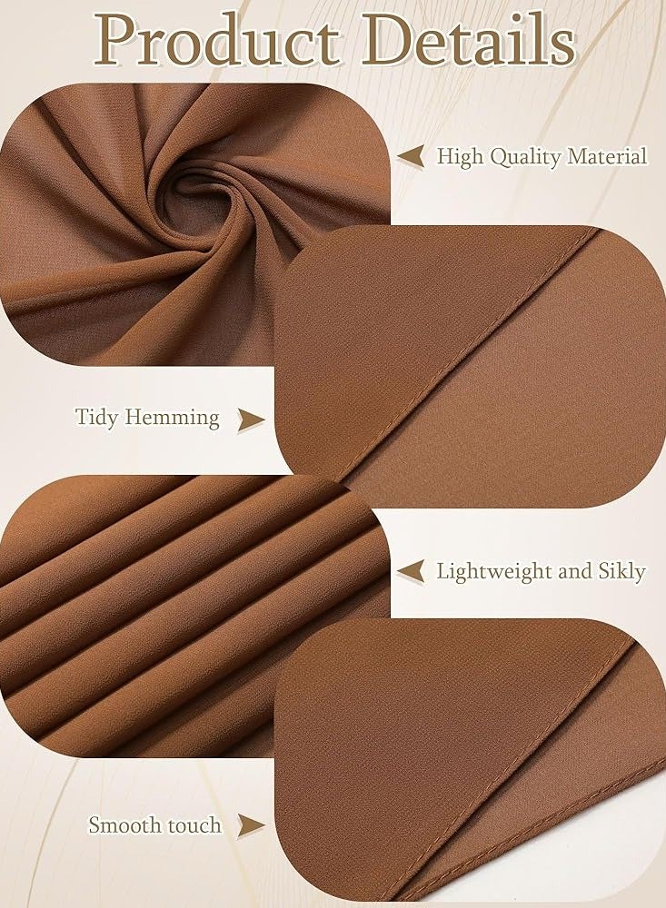 pack of 4 Elegant Chiffon Hijab for Women – 28 x 72 inches – Lightweight & Breathable – Light Beige, Camel Brown, Medium Brown, Chocolate Brown – Premium Soft Scarf - Image 3