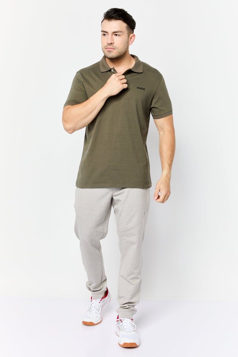 RBX Men Sportswear Fit Short Sleeves Outdoor Polo Shirt, Olive - Image 3