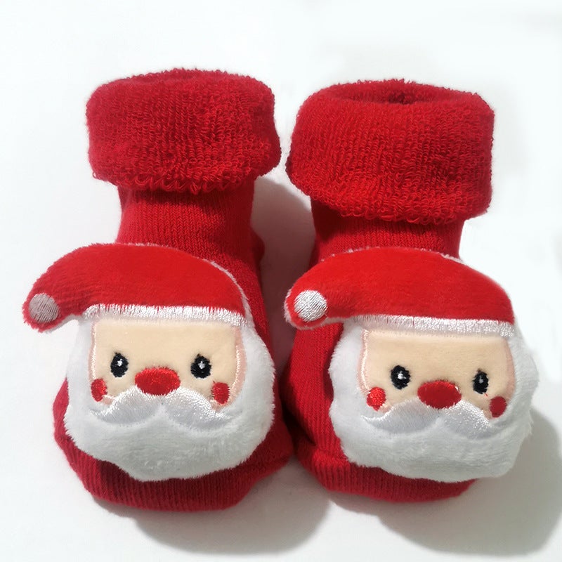 Newborn Baby Baby Terry Socks Thick Non-Slip Christmas Socks Toddler Red Floor Socks - Image 1