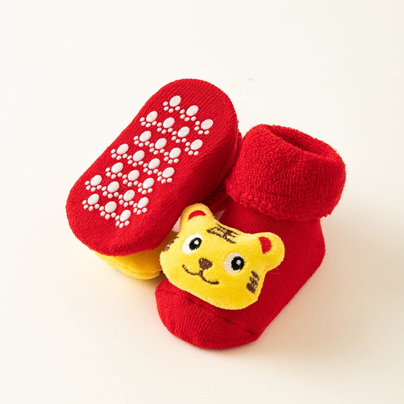 Newborn Baby Baby Terry Socks Thick Non-Slip Christmas Socks Toddler Red Floor Socks - Image 4