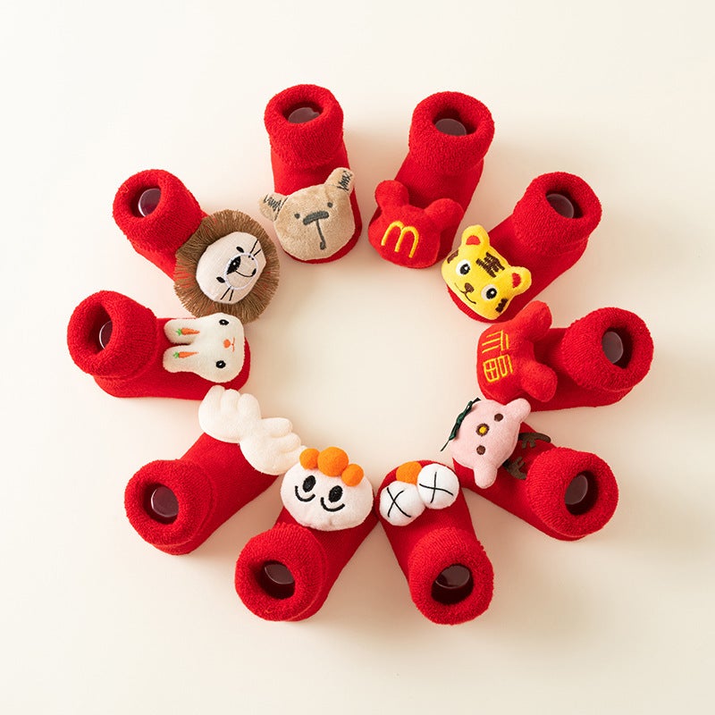 Newborn Baby Baby Terry Socks Thick Non-Slip Christmas Socks Toddler Red Floor Socks - Image 5