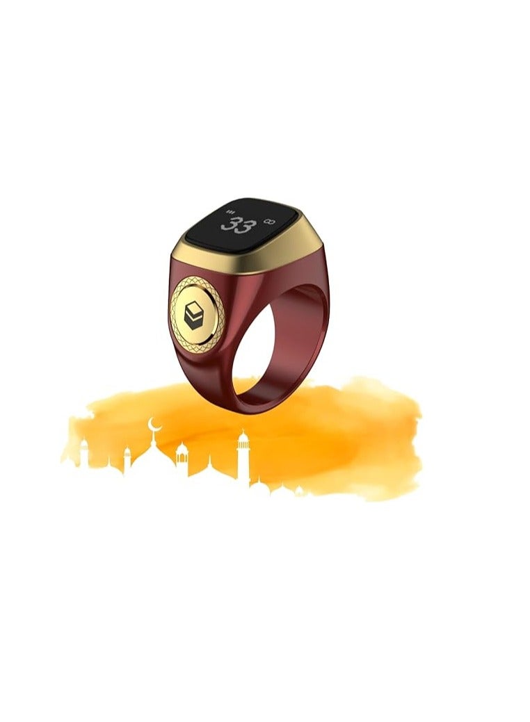 iQIBLA خاتم تسبيح ذكي زكر لايت بني بلاستيك 18 مم - Image 2