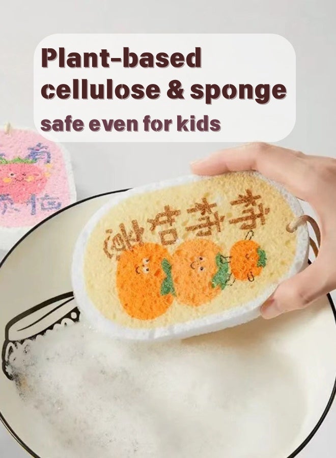 Family Cartoon Compressed Sponge 5 Pack (18x8x2cm) - Wood Pulp Scrubber Expands 10X, Grease-Proof & Non-Scratch for Arab Kitchens - Image 5