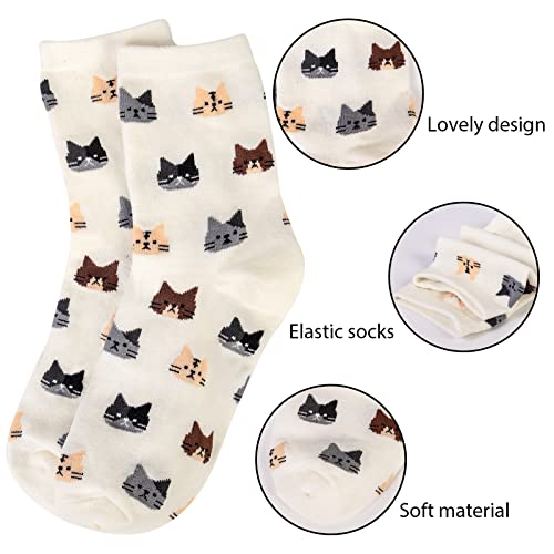 YSense جوارب نسائية لطيفة بتصميم كلب وقطط - 5 أزواج من الجوارب القطنية الكوميدية للفتاة - Image 2