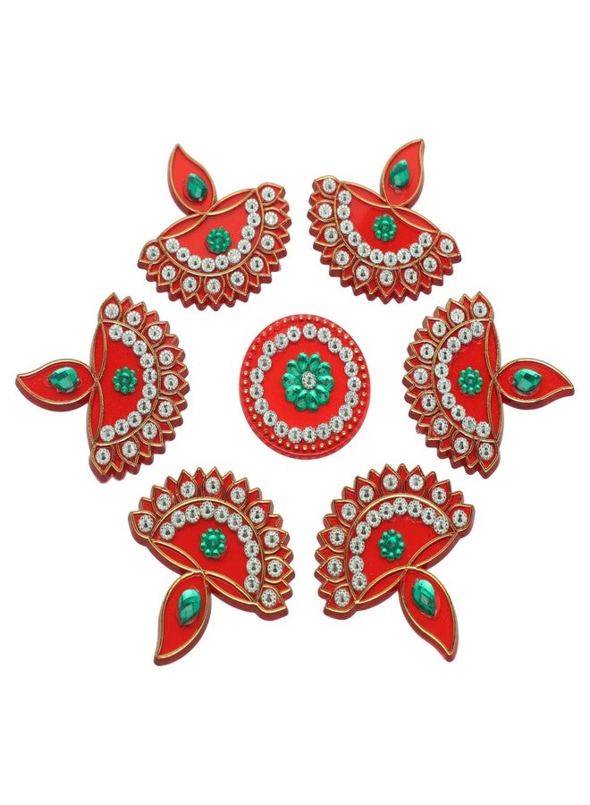 أديتري_كرييشن رانجولي أرضية مزخرفة، تصميم قابل لإعادة الاستخدام، رانجولي صغيرة من الأكريليك، هدية ديكور منزلي، ديكور أرضيات هندي تقليدي، زينة رأس السنة الجديدة، وهدايا تذكارية (الحجم: 7 بوصات، أحمر) - Image 1