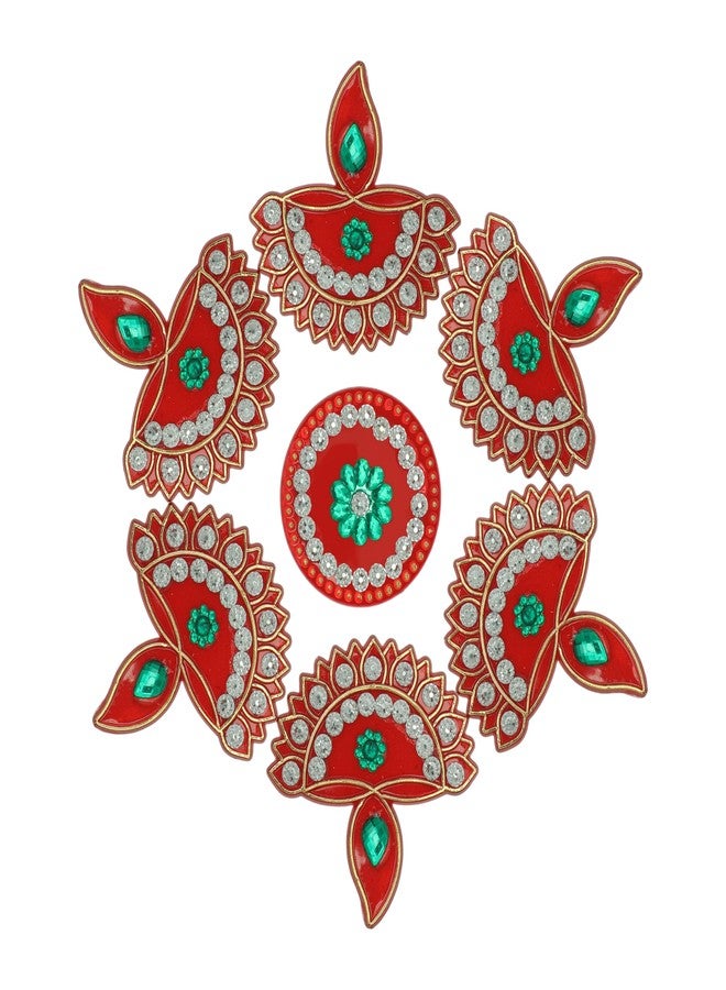 أديتري_كرييشن رانجولي أرضية مزخرفة، تصميم قابل لإعادة الاستخدام، رانجولي صغيرة من الأكريليك، هدية ديكور منزلي، ديكور أرضيات هندي تقليدي، زينة رأس السنة الجديدة، وهدايا تذكارية (الحجم: 7 بوصات، أحمر) - Image 2