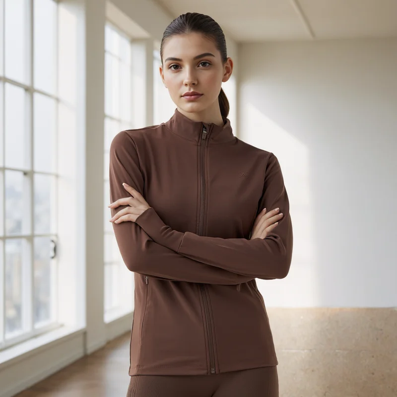 ADOT by Splash High Neck Zip Through Jacket with Thumbhole Detail