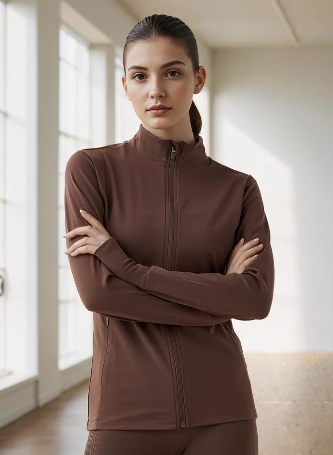 ADOT by Splash High Neck Zip Through Jacket with Thumbhole Detail