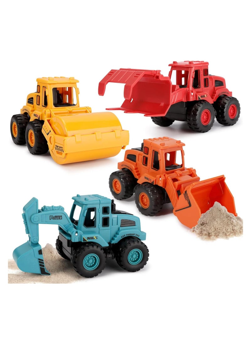 Construction Toys, Friction Powered Construction Truck Toys Vehicles, Push and Go Construction Sand Truck Toys, Outdoor Toys with Bulldozer Excavator Roller Truck Gift for 3-8 Year Old Boys(4Pcs)  - Image 1