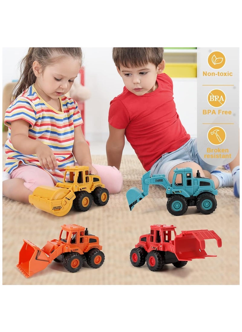 Construction Toys, Friction Powered Construction Truck Toys Vehicles, Push and Go Construction Sand Truck Toys, Outdoor Toys with Bulldozer Excavator Roller Truck Gift for 3-8 Year Old Boys(4Pcs)  - Image 4