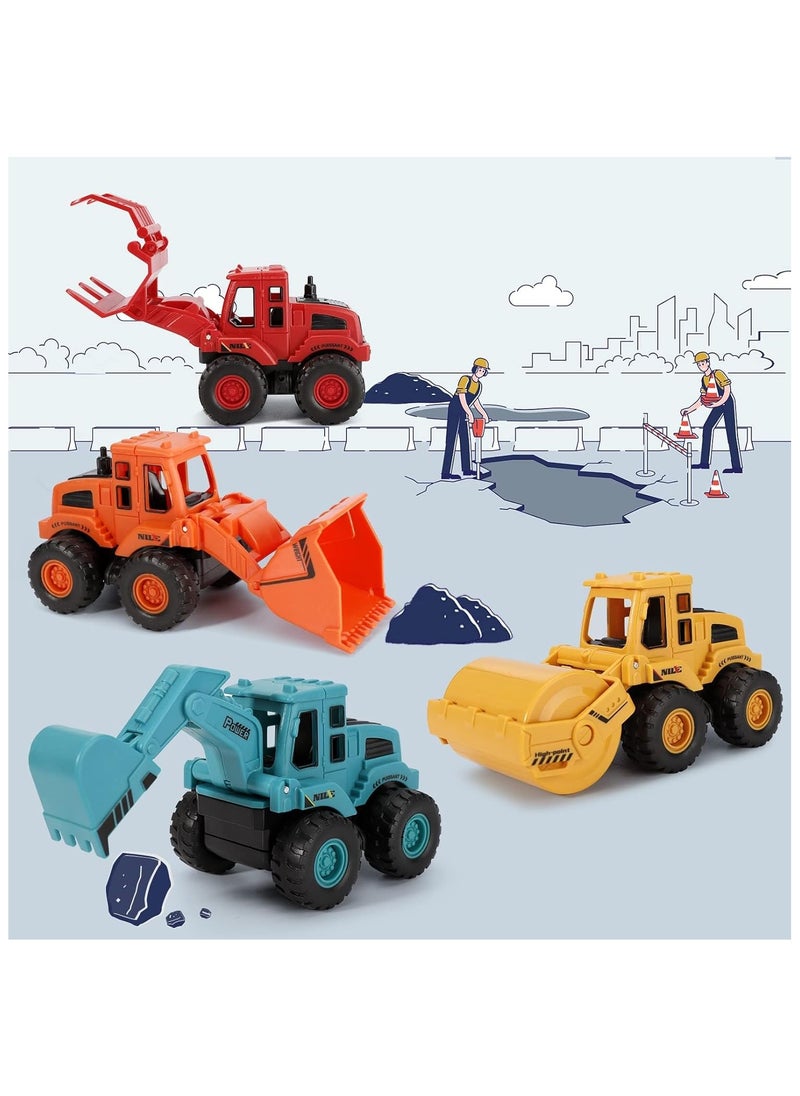 Construction Toys, Friction Powered Construction Truck Toys Vehicles, Push and Go Construction Sand Truck Toys, Outdoor Toys with Bulldozer Excavator Roller Truck Gift for 3-8 Year Old Boys(4Pcs)  - Image 3