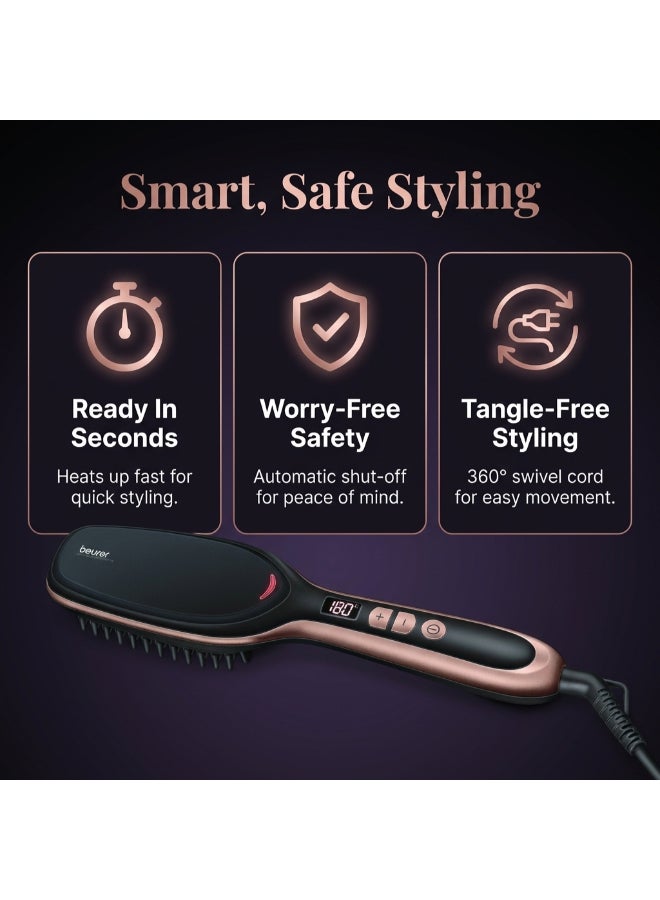 Beurer HS 60 Hair Straightening Brush, Ceramic-Coated Bristles with Integrated Ion Function for Sleek and Shiny Hair - Image 5