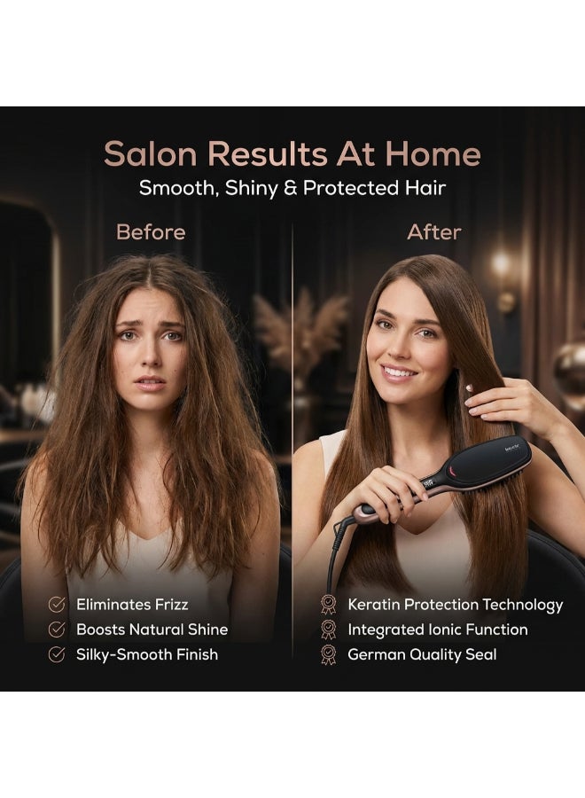 Beurer HS 60 Hair Straightening Brush, Ceramic-Coated Bristles with Integrated Ion Function for Sleek and Shiny Hair - Image 2