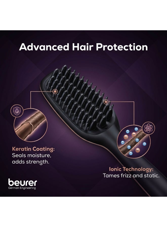 Beurer HS 60 Hair Straightening Brush, Ceramic-Coated Bristles with Integrated Ion Function for Sleek and Shiny Hair - Image 4