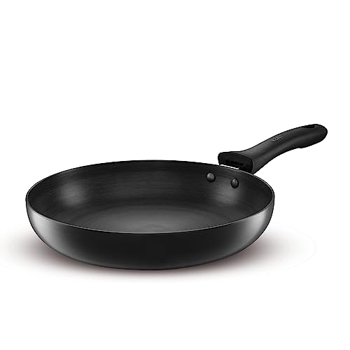 KENT Hard Anodised Frying Pan 22 CM | 1.4L | Non-Reactive, Toxic & Staining Food Grade Surface | 3.25mm Thick Base for Uniform Heating | Cool Touch Bakelite Handle | Induction Friendly, Black - Image 1