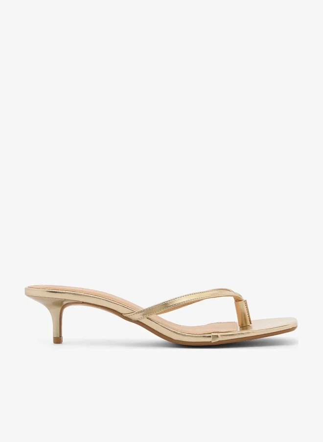 Truffle Kitten Heel Thong Sandals Gold