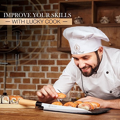 Lucky Cook سكاكين ساشيمي سوشي لوكي كوك 10 إنش - سكين لتقطيع السوشي والساشيمي، تقطيع وتقطيع السمك - نصل حاد جداً من الفولاذ المقاوم للصدأ ومقبض خشبي تقليدي + علبة هدايا - Image 3