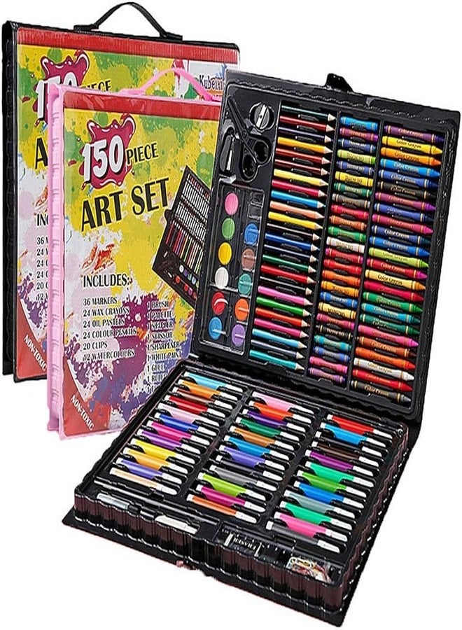 Kitchen Bloom Art Set for Kids, 150 Pieces Drawing and Painting Supplies, Markers, Water Colours, Brushes, Colour Pencils, Crayons with Case, Multicolour - Image 2