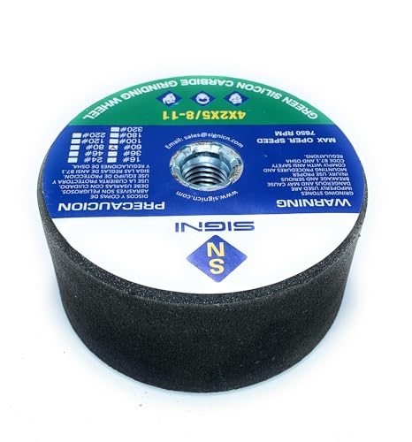 SIGNI 4-Inch Green Grinding Stone,4X2X5/8-11 Threaded Arbor, 60 Grit Abrasive Grinding Wheel for Angle Grinder, Ideal for Stone Surface Grinding Shaping - Image 2