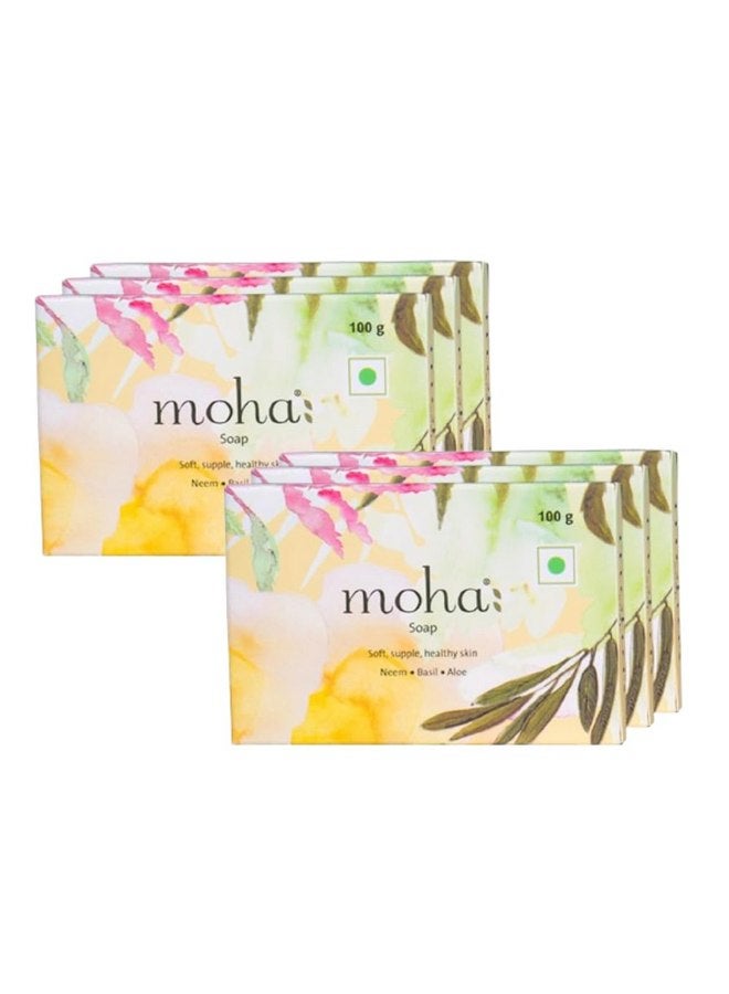 موها: صابون عشبي منظف طبيعي للوجه والجسم! يحتوي على جل الصبار والريحان والنيم المستخدم كصابون استحمام، صابون للوجه والجسم، صابون استحمام للجنسين - 100 جرام لكل قطعة (عبوة من 6 قطع) - Image 1