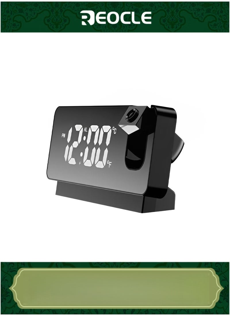ريوكل ساعة عرض غرفة النوم على السقف مع شاشة LED كبيرة وشحن USB وساعة منبه كهربائية عالية الصوت للأطفال والكبار وكبار السن  - Image 1