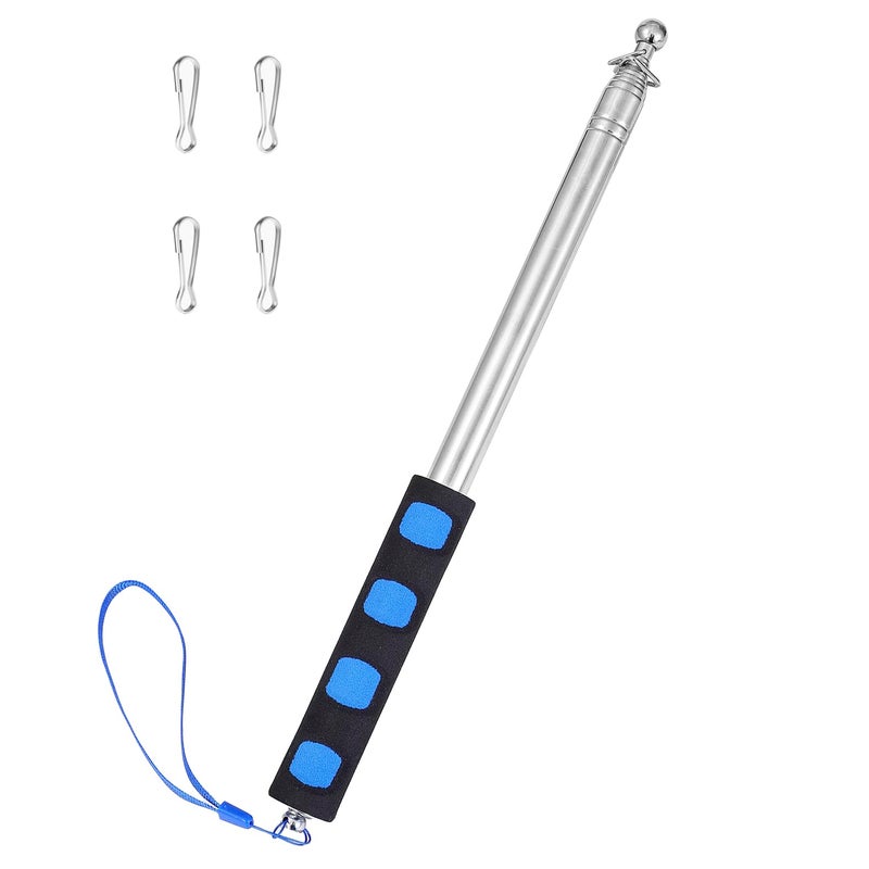 Difuento 8.2ft Tour Guide Flag Pole Telescoping Handheld Flagpoles Stainless Steel Extendable Portable Flag Pole with Clips for Tour Guide Teaching Point Horse Training Totem Pole Festival Parade - Image 1