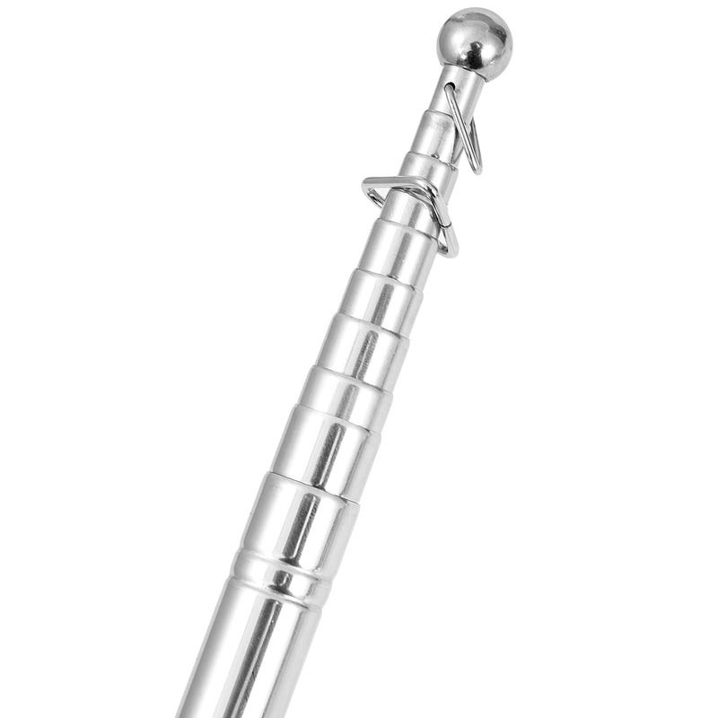 Difuento 8.2ft Tour Guide Flag Pole Telescoping Handheld Flagpoles Stainless Steel Extendable Portable Flag Pole with Clips for Tour Guide Teaching Point Horse Training Totem Pole Festival Parade - Image 5