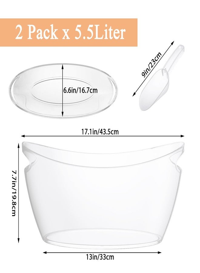 MIVIDE 2 Pack Ice Buckets for Parties, 5.5 L Clear Wine Ice Bucket with 2 PCS Scoops, Champagne Buckets, Ice Bucket for Drinks, Beverage Tub, Drinks, Cocktail Bar, Mimosa Bar Supplies - Image 2