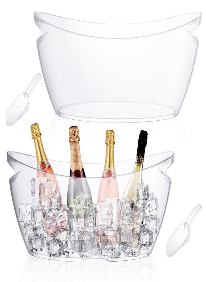 MIVIDE 2 Pack Ice Buckets for Parties, 5.5 L Clear Wine Ice Bucket with 2 PCS Scoops, Champagne Buckets, Ice Bucket for Drinks, Beverage Tub, Drinks, Cocktail Bar, Mimosa Bar Supplies - Image 1