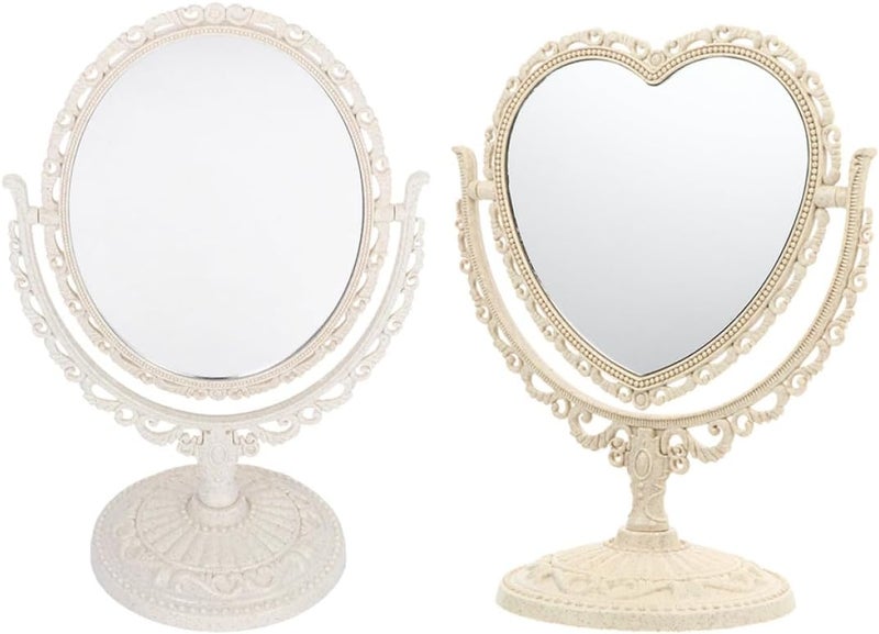 Remote village delivery cover Outanaya Rotatable Retro Makeup Mirror 2Pcs Set Oval and Heart-Shaped Tabletop Vanity Mirror for Bedroom Dresser Decoration Global simple assemble options Matte anti slip finish Major city pickup option Strong durable raw material Hot & cold climate compatible Globally engineered build Multiple design variants Low wear optimized design Classic practical design Processed natural substance Trendy economical quality Multi-market varied design options Reliable durability Tight fitted parts Cross-material combo compatible Long term heavy use compatible Systematic nationwide ship Cost effective fine quality KSA stocked goods All-round applied quality Bulk order available stock Long lifespan All-item matching trendy build Popular trusted craftsmanship - Image 1