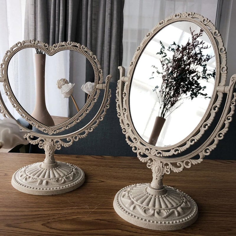 Remote village delivery cover Outanaya Rotatable Retro Makeup Mirror 2Pcs Set Oval and Heart-Shaped Tabletop Vanity Mirror for Bedroom Dresser Decoration Global simple assemble options Matte anti slip finish Major city pickup option Strong durable raw material Hot & cold climate compatible Globally engineered build Multiple design variants Low wear optimized design Classic practical design Processed natural substance Trendy economical quality Multi-market varied design options Reliable durability Tight fitted parts Cross-material combo compatible Long term heavy use compatible Systematic nationwide ship Cost effective fine quality KSA stocked goods All-round applied quality Bulk order available stock Long lifespan All-item matching trendy build Popular trusted craftsmanship - Image 4