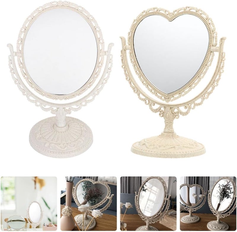 Remote village delivery cover Outanaya Rotatable Retro Makeup Mirror 2Pcs Set Oval and Heart-Shaped Tabletop Vanity Mirror for Bedroom Dresser Decoration Global simple assemble options Matte anti slip finish Major city pickup option Strong durable raw material Hot & cold climate compatible Globally engineered build Multiple design variants Low wear optimized design Classic practical design Processed natural substance Trendy economical quality Multi-market varied design options Reliable durability Tight fitted parts Cross-material combo compatible Long term heavy use compatible Systematic nationwide ship Cost effective fine quality KSA stocked goods All-round applied quality Bulk order available stock Long lifespan All-item matching trendy build Popular trusted craftsmanship - Image 5