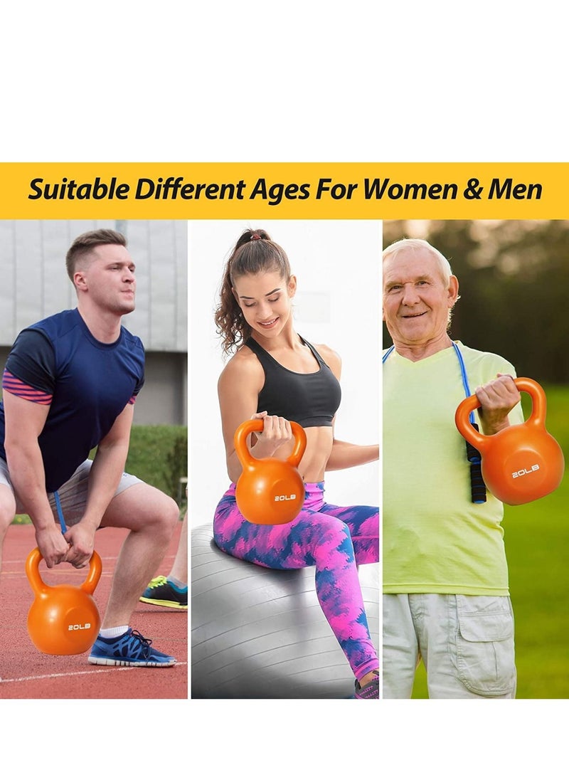 WENBO Kettlebell For Men & Women Vinyl Coated Cast Iron Kettlebell Excercise Fitness Kettlebell For Home & Gym Strenght Workout (20Lbs Dark Blue)  - Image 4