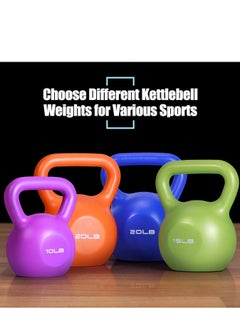 WENBO Kettlebell For Men & Women Vinyl Coated Cast Iron Kettlebell Excercise Fitness Kettlebell For Home & Gym Strenght Workout (20Lbs Dark Blue)  - Image 2