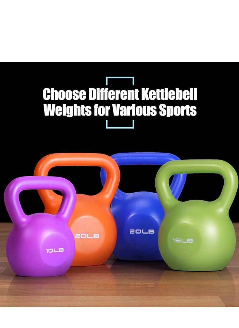 WENBO Kettlebell For Men & Women Vinyl Coated Cast Iron Kettlebell Excercise Fitness Kettlebell For Home & Gym Strenght Workout (20Lbs Dark Blue)  - Image 2