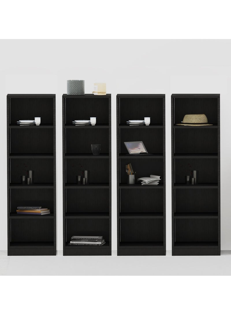 Mahmayi Mahmayi Wooden Storage Display Shelves 5-Tier Freestanding, Top Shelf for Decoration Ideal for Storing and Displaying your possessions - Black - Image 5