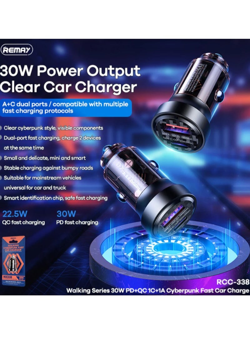 ريماكس شاحن سيارة سريع REMAX RCC338 Walking Series PD+QC (PD 30W+QC 22.5W) - أسود  - Image 2