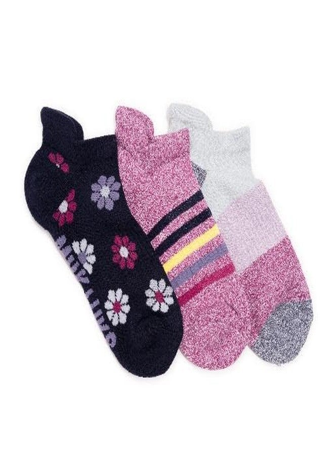 MUK LUKS Women's 3 Pack Nylon Compression Ankle Socks, Navy/Berry, OS - Image 1