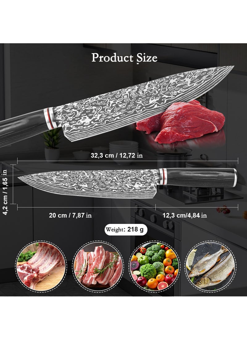 سكين طهاة محترف حاد جداً 8 بوصة، مصنوعة من الفولاذ المقاوم للصدأ عالي الكربون الألماني، مع علبة هدايا - Image 2