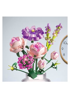 SYOSI Rose Flower Bouquet Building Kit, Unique Artificial Flowers with LED Light&Wrapping Paper and Card, DIY Creative Flower Bouquet Set- Ideal Gifts for Adult Girl Kids Birthday (413 Pieces)  - Image 3