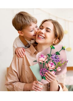 SYOSI Rose Flower Bouquet Building Kit, Unique Artificial Flowers with LED Light&Wrapping Paper and Card, DIY Creative Flower Bouquet Set- Ideal Gifts for Adult Girl Kids Birthday (413 Pieces)  - Image 2