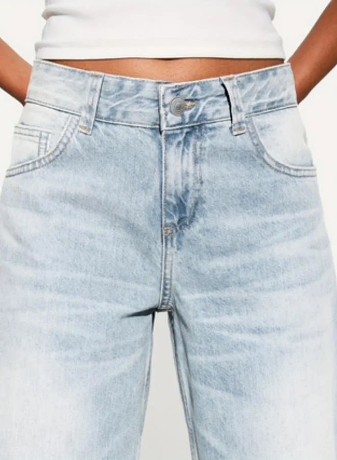 تايك تو جينز باجي بخصر مرتفع للنساء