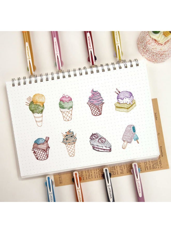 WRITECH Retractable Gel Ink Pens: Multi Colored 2 in 1 Colorful Click Pen Assorted Color 8ct Extra Fine Point Tip 0.5mm Journaling Smooth Writing Note Taking Coloring No Bleed & Smear Smudge - Image 5