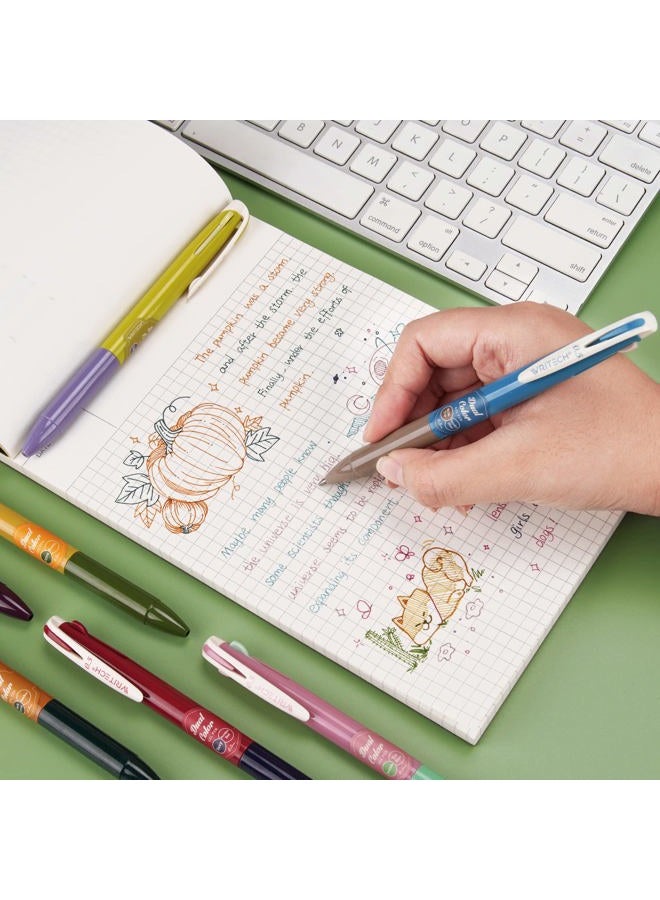 WRITECH Retractable Gel Ink Pens: Multi Colored 2 in 1 Colorful Click Pen Assorted Color 8ct Extra Fine Point Tip 0.5mm Journaling Smooth Writing Note Taking Coloring No Bleed & Smear Smudge - Image 4