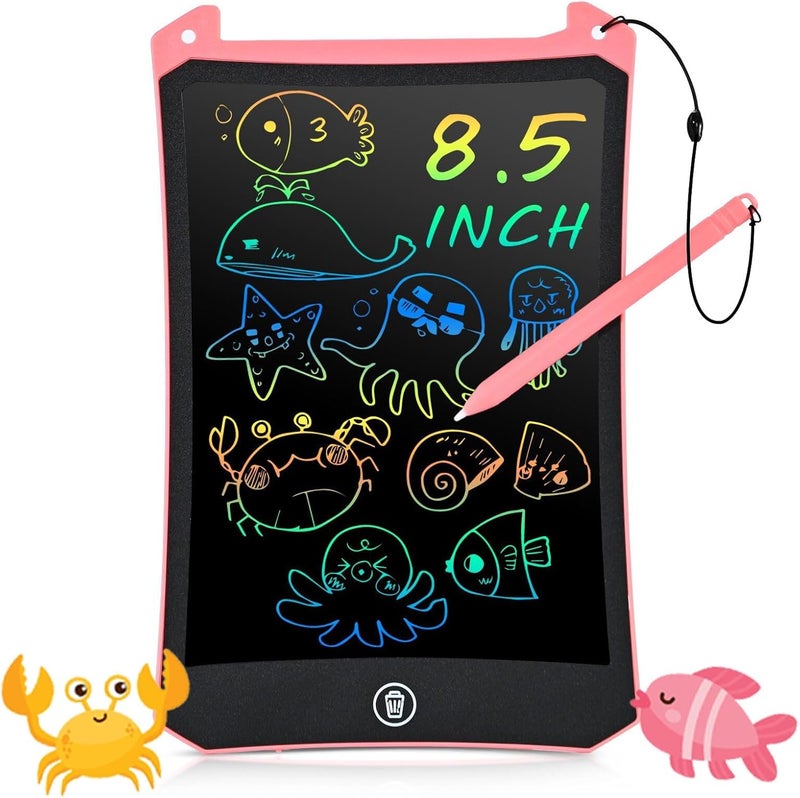 إيوكو لوح كتابة LCD بحجم 8.5 بوصة من للأطفال، ألعاب لوح رسم إلكتروني قابل لإعادة الاستخدام للبنات، ألعاب سفر للأطفال الصغار، هدية تعليمية تعليمية لعيد الميلاد للأعمار من 3-8 سنوات - وردي - Image 1