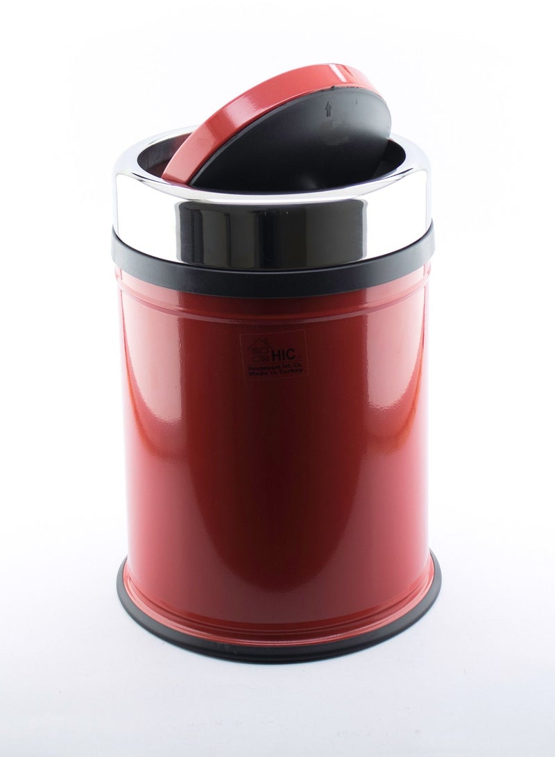 Wastebasket steel red color 8 liters