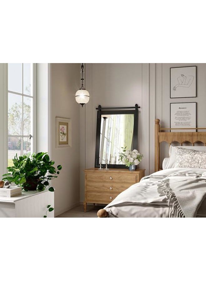 JIINGYO Farmhouse Bathroom Mirror, 24x30 Inch Black Vanity Mirror for Wall, Wood Framed Rustic Mirror Rectangular Wall Decor Mirrors for Entryway Living Room Bedroom - Image 2