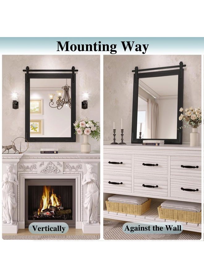 JIINGYO Farmhouse Bathroom Mirror, 24x30 Inch Black Vanity Mirror for Wall, Wood Framed Rustic Mirror Rectangular Wall Decor Mirrors for Entryway Living Room Bedroom - Image 5