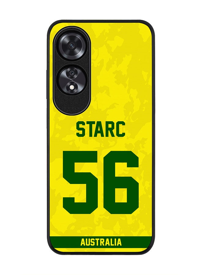 Stylizedd حافظة حواف سوداء متينة لهاتف Oppo A60، حافظة مرنة رفيعة مضادة للصدمات TPU جل رقيق - فريق أستراليا ميتشيل ستارك، رقم القميص 56 - Image 1